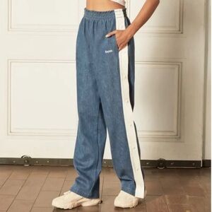 Boyish Jeans smith tear-away Side-Snap Track Pants Blue White Stripe medium